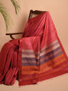 DHAAN Handwoven Tussar Silk Saree - Brick Red