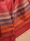 DHAAN Handwoven Tussar Silk Saree - Brick Red