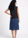 Handwoven Ikat Tussar Silk Vest-  Indigo