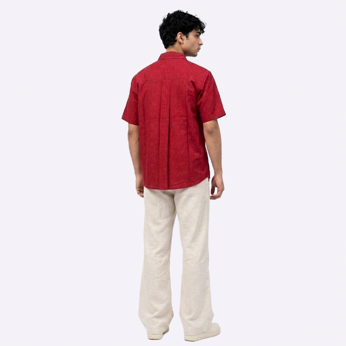 Handwoven Cotton Unisex Shirt - Red