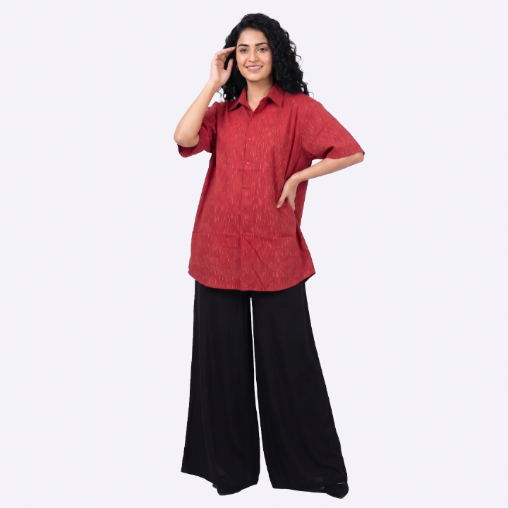 Handwoven Cotton Unisex Shirt - Red