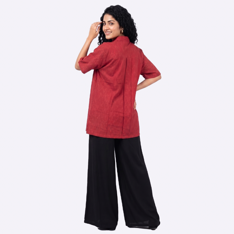 Handwoven Cotton Unisex Shirt - Red