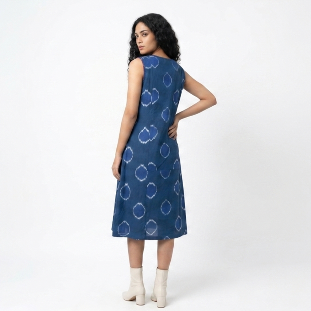 Handwoven Cotton Slip Dress- Cerulean