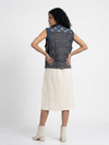 Handwoven Ikat Tussar Silk Vest-  Indigo