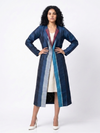 Handwoven Ikat Silk Reversible Long Jacket Indigo
