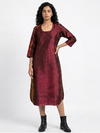 Handwoven Ikat Silk Kurta Dress- Maroon