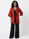 Handwoven Ikat Silk Reversible Jacket- Red