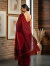 Shunya Ikat Silk Handwoven sari- Maroon Red