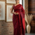 Shunya Ikat Silk Handwoven sari- Maroon Red