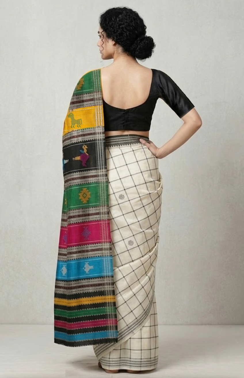 Rangoli Handwoven Mulberry Silk- Black/Multi