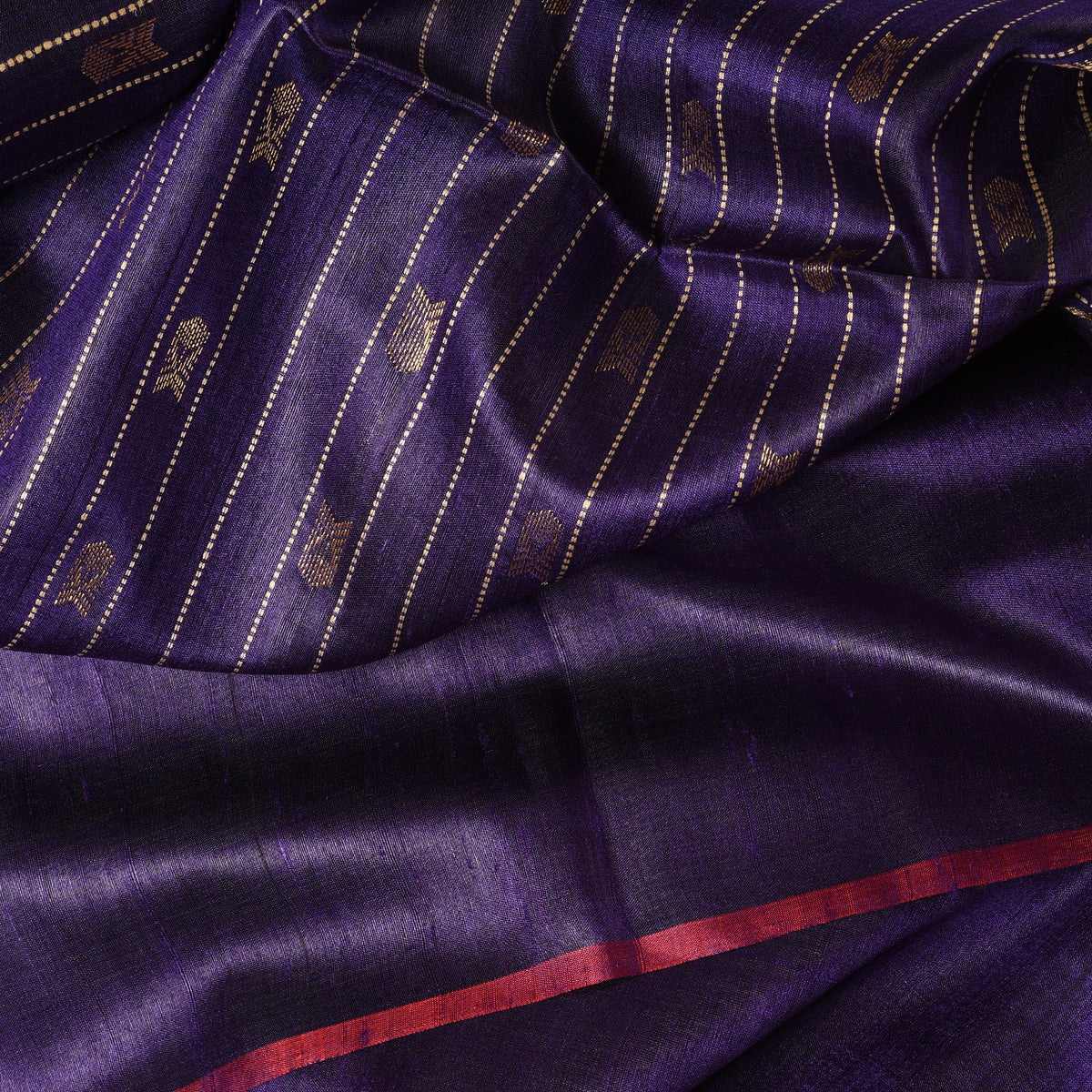 Neer Zari Handwoven Tussar Silk Saree - Deep Purple