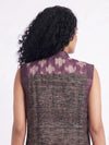 Handwoven Ikat Tussar Silk Vest-  Purple