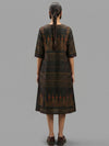 Handwoven Ikat Silk Anarkali Dress- Black