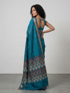 BHOR Handwoven Tussar Silk Saree - Teal Blue