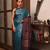 BOMKAI Handwoven Tussar Silk Saree - Teal Blue