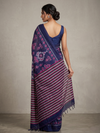 Lotus Handloom Cotton Ikat Saree - Indigo