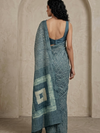 DABU Lahriya  Tussar Silk Sari - indigo