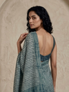 DABU Lahriya  Tussar Silk Sari - indigo