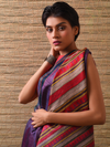 DONGRIA Tussar Silk Saree - Aubergine
