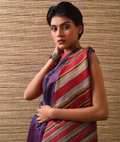 DONGRIA Tussar Silk Saree - Aubergine