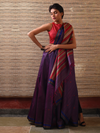 DONGRIA Tussar Silk Saree - Aubergine