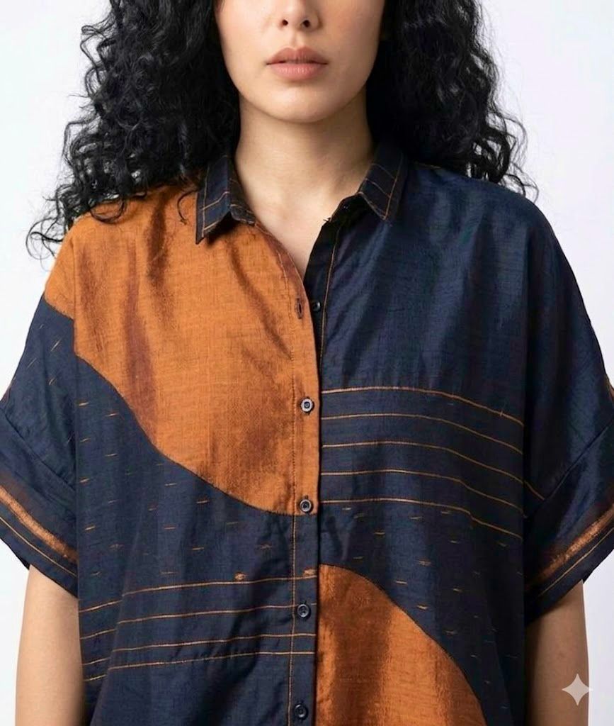 Handwoven Ikat Silk Shirt (black shunya)