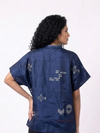 Handwoven Ikat Tussar Silk Shirt Indigo