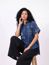 Handwoven Ikat Tussar Silk Shirt Indigo