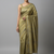 GOONJ Thippa Ikat Handwoven Silk Saree- Olive Mauve
