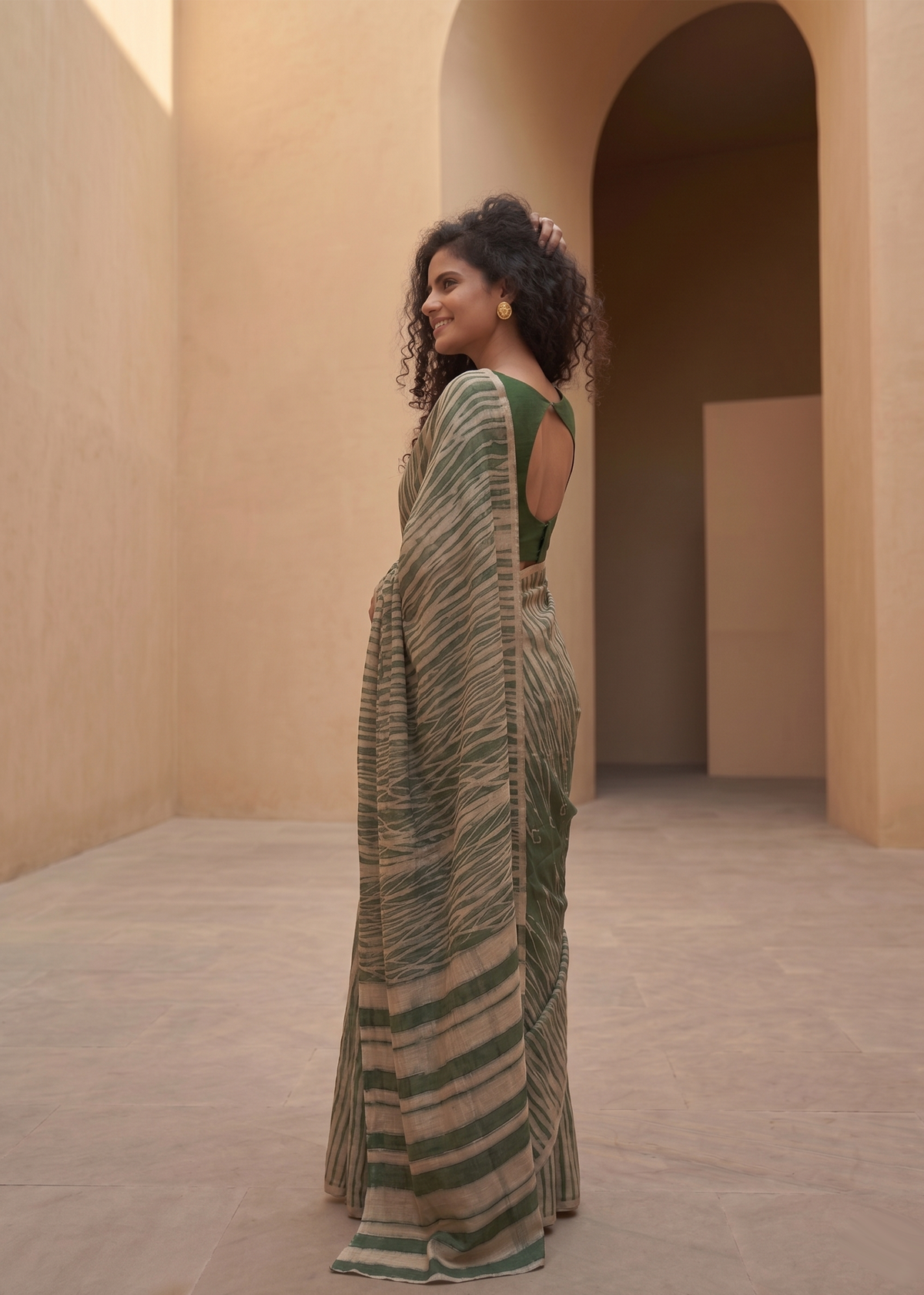 Dabu Doop  Tussar Silk Sari -Green