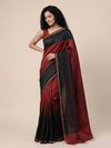 JWALA Handwoven Silk Ikat Saree - Black Red