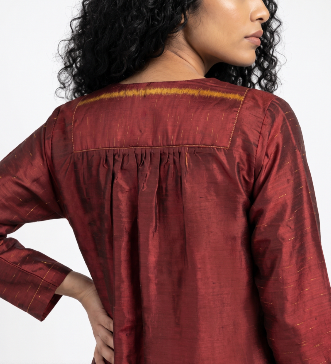 Handwoven Ikat Silk Tunic Red