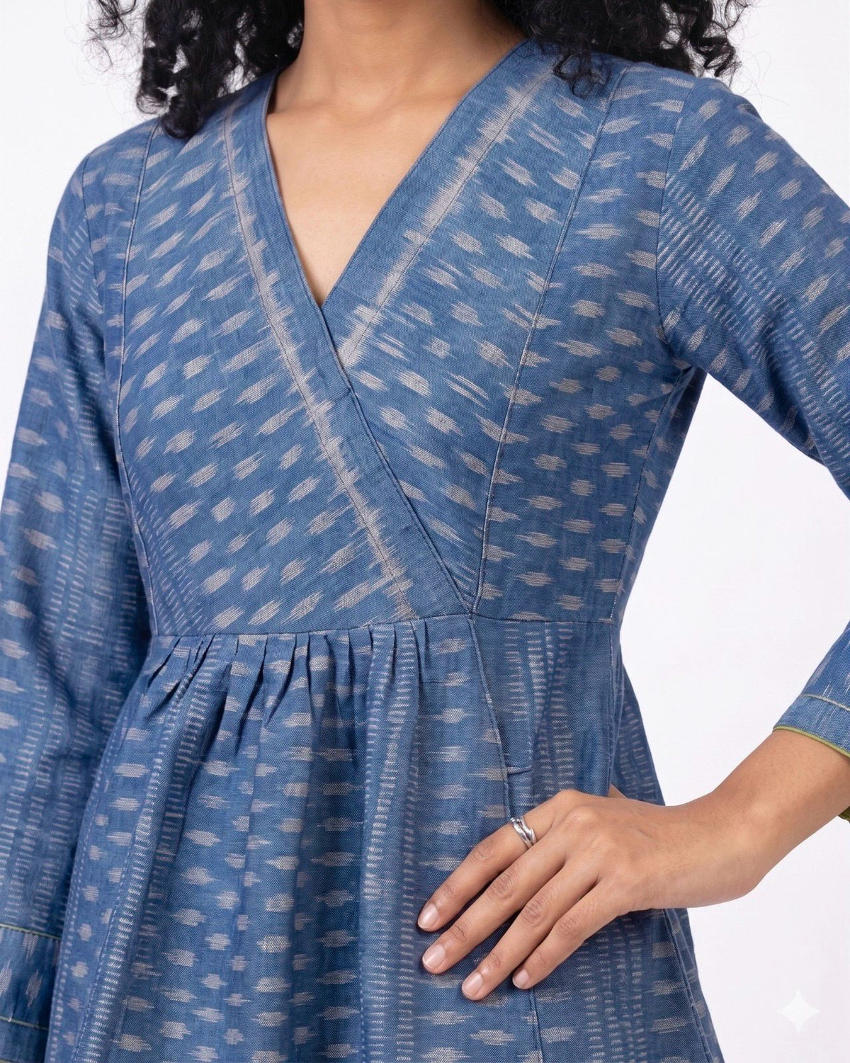 Handwoven Ikat Tussar Silk Tunic Blue