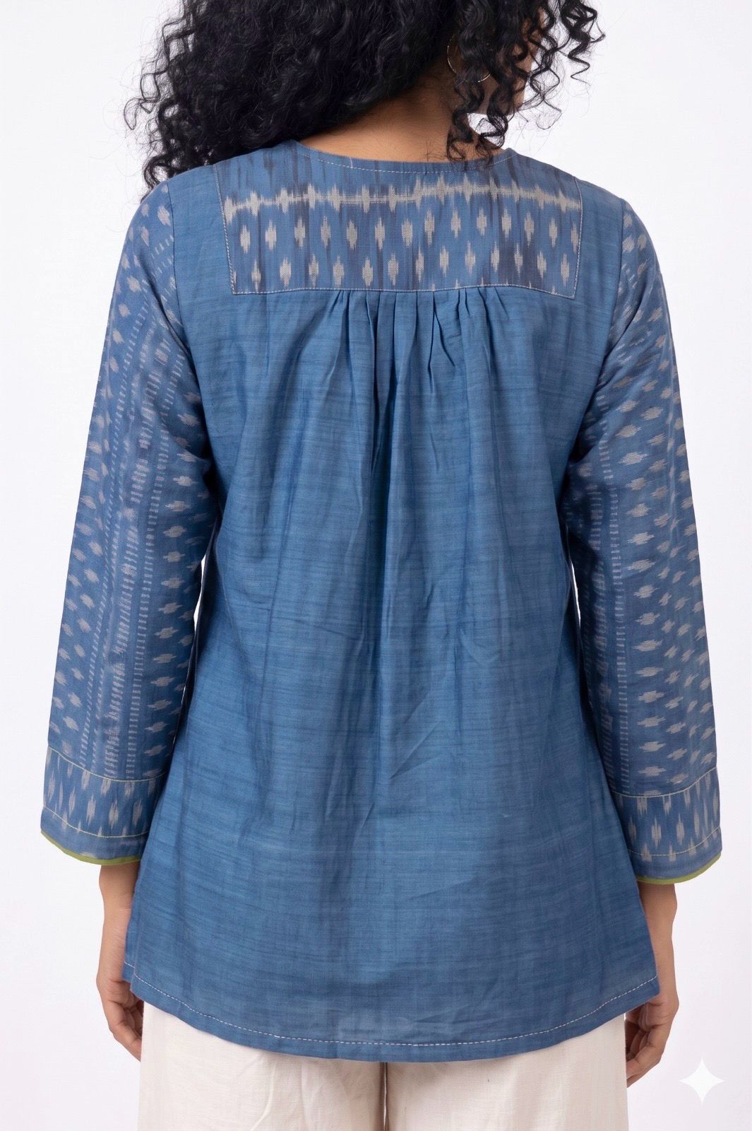 Handwoven Ikat Tussar Silk Tunic Blue