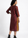 Handwoven Ikat Silk Kurta Dress  Maroon