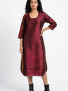Handwoven Ikat Silk Kurta Dress  Maroon