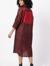 Handwoven Ikat Silk Shirt Dress Maroon