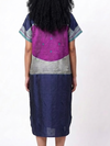 Handwoven Ikat Silk Shirt Dress Indigo