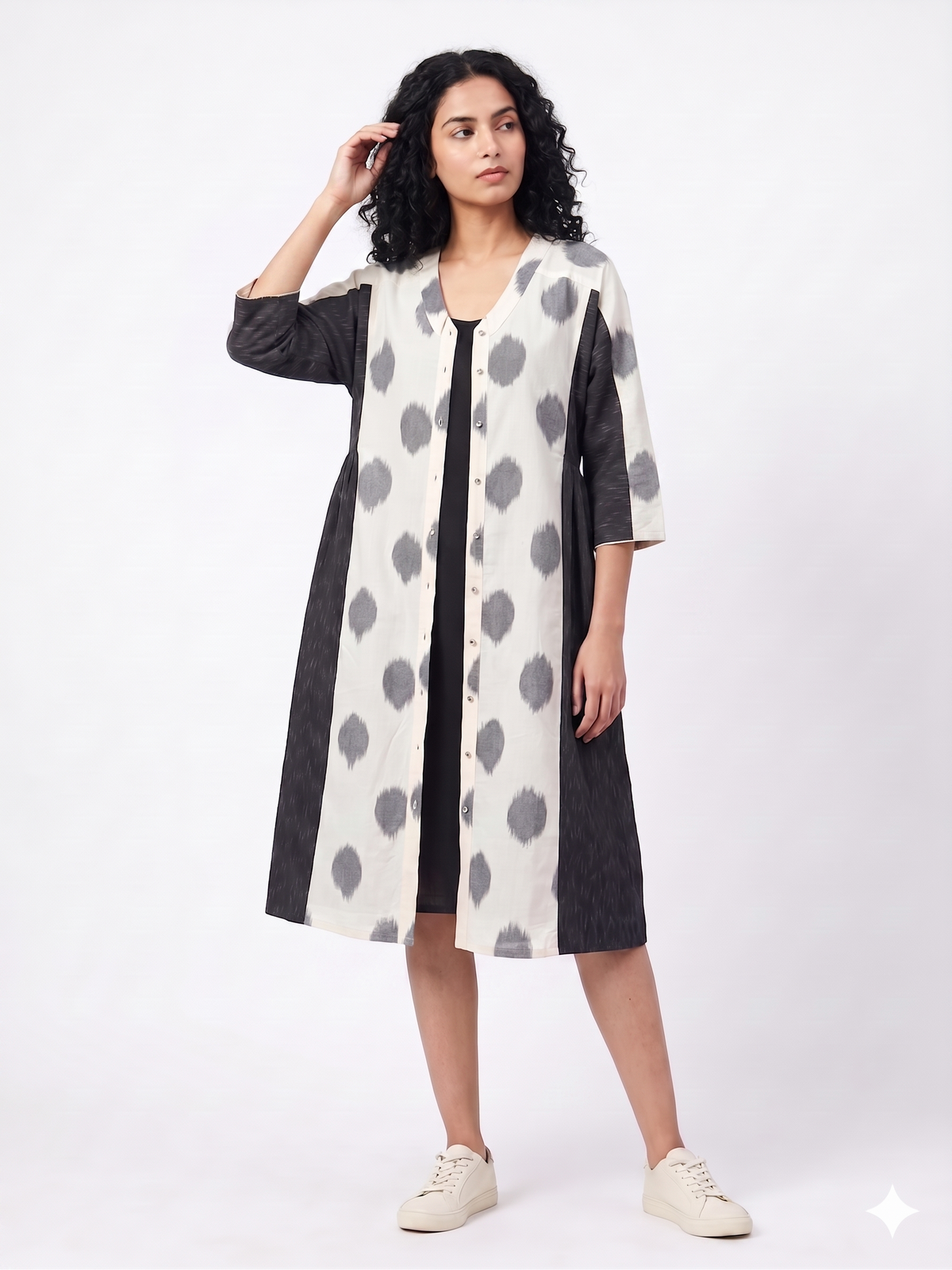 Handwoven Cotton Gathered Dress White