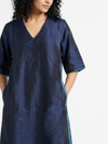Handwoven Ikat Silk Anarkali Dress Indigo