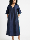 Handwoven Ikat Silk Anarkali Dress Indigo