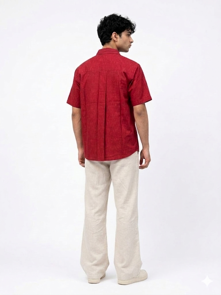 Handwoven Cotton Unisex Shirt Red