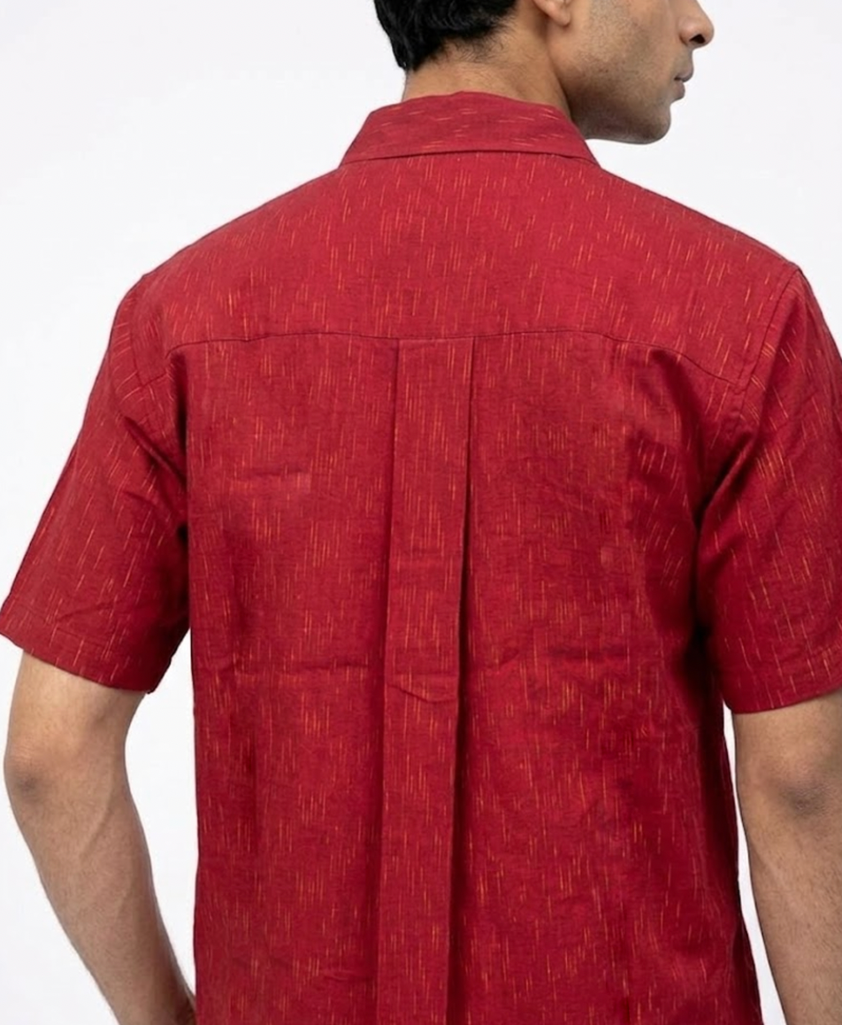 Handwoven Cotton Unisex Shirt Red