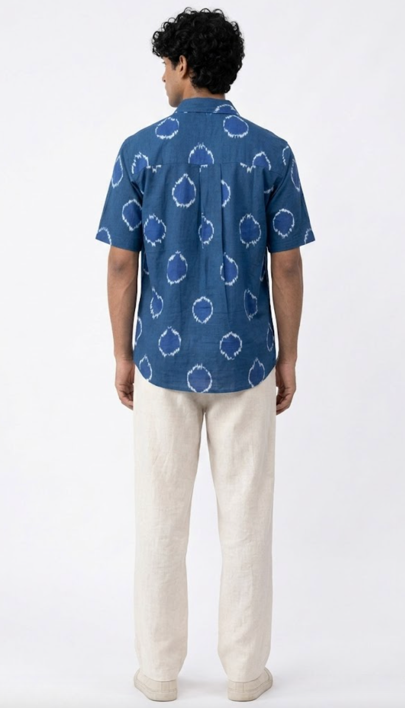 Handwoven Cotton Unisex Shirt Cerulean