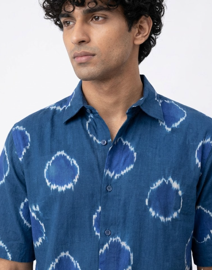 Handwoven Cotton Unisex Shirt Cerulean