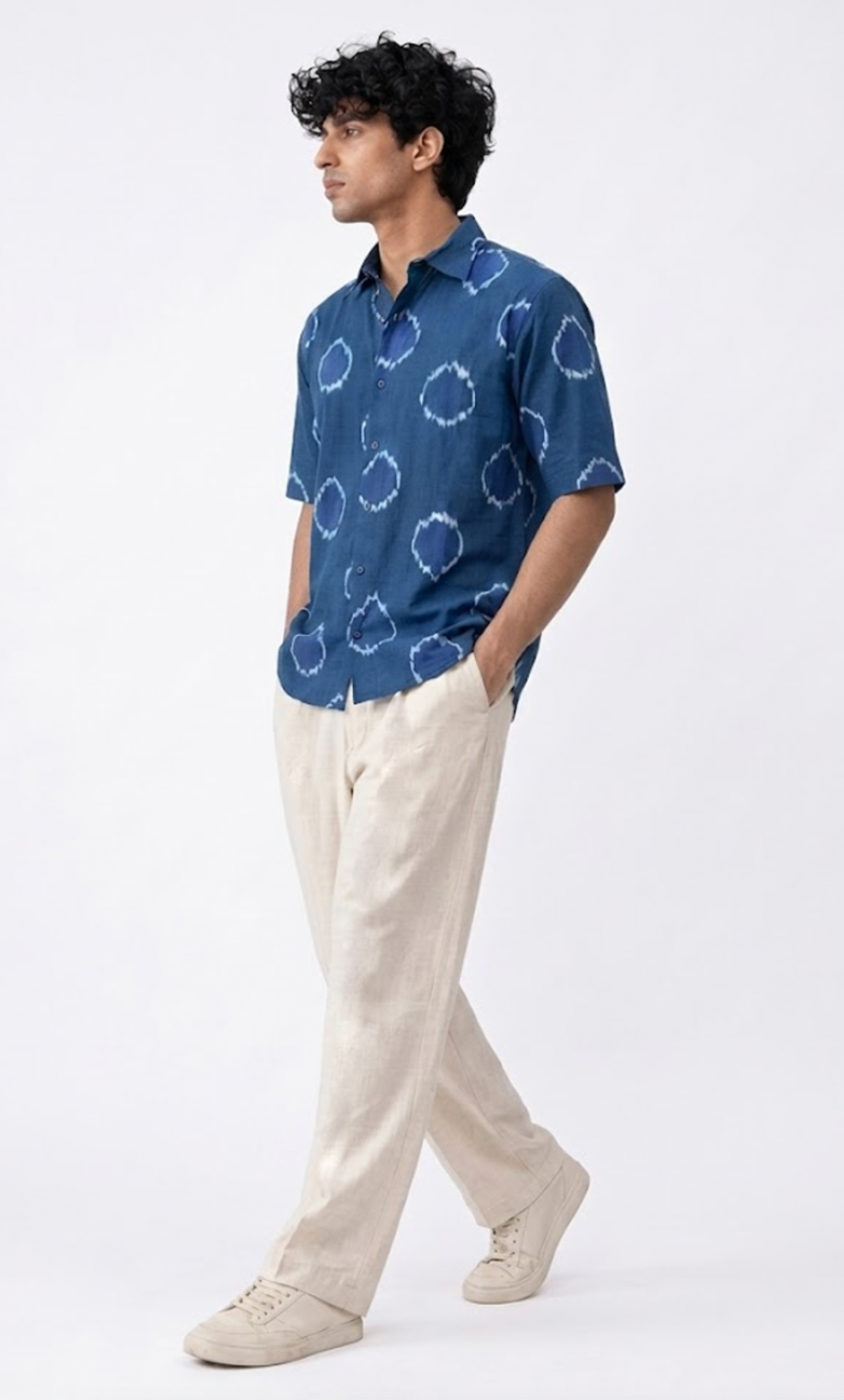 Handwoven Cotton Unisex Shirt Cerulean