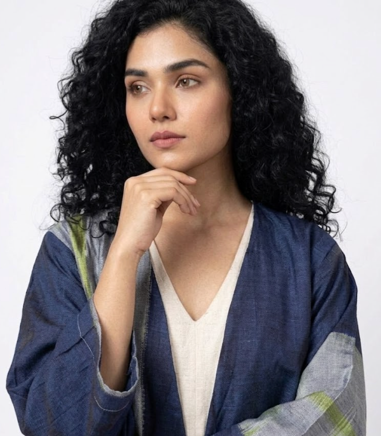 Handwoven Ikat Silk Reversible Jacket Indigo