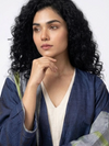 Handwoven Ikat Silk Reversible Jacket Indigo
