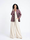 Handwoven Ikat  Ahimsa Tussar Silk Jacket- Purple