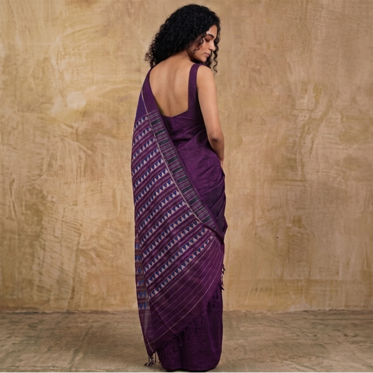 Noor Handwoven Ikat Silk Saree - Purple